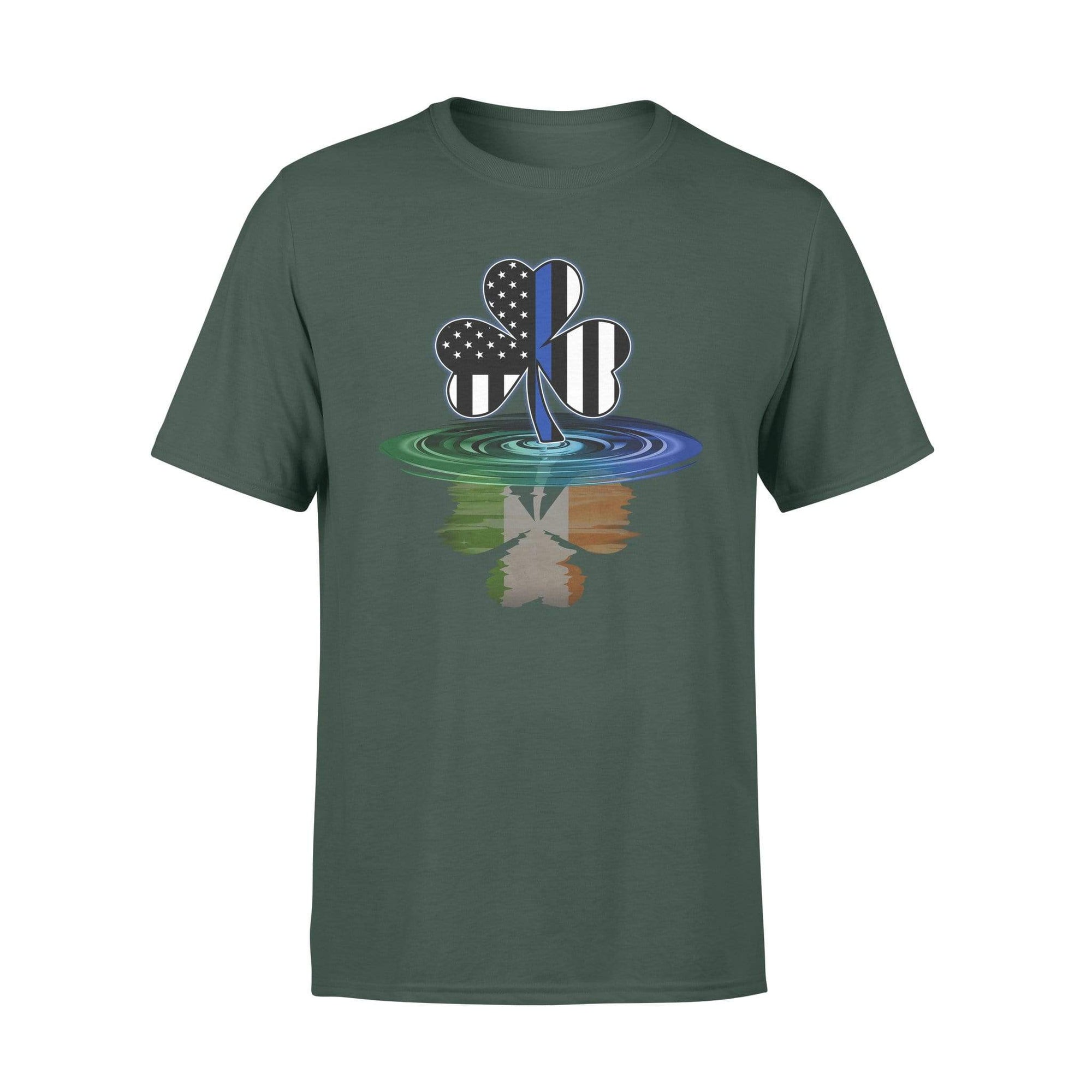 Thin Blue Line - St Patrick Day Irish Shamrock Reflection Personalized T-shirt