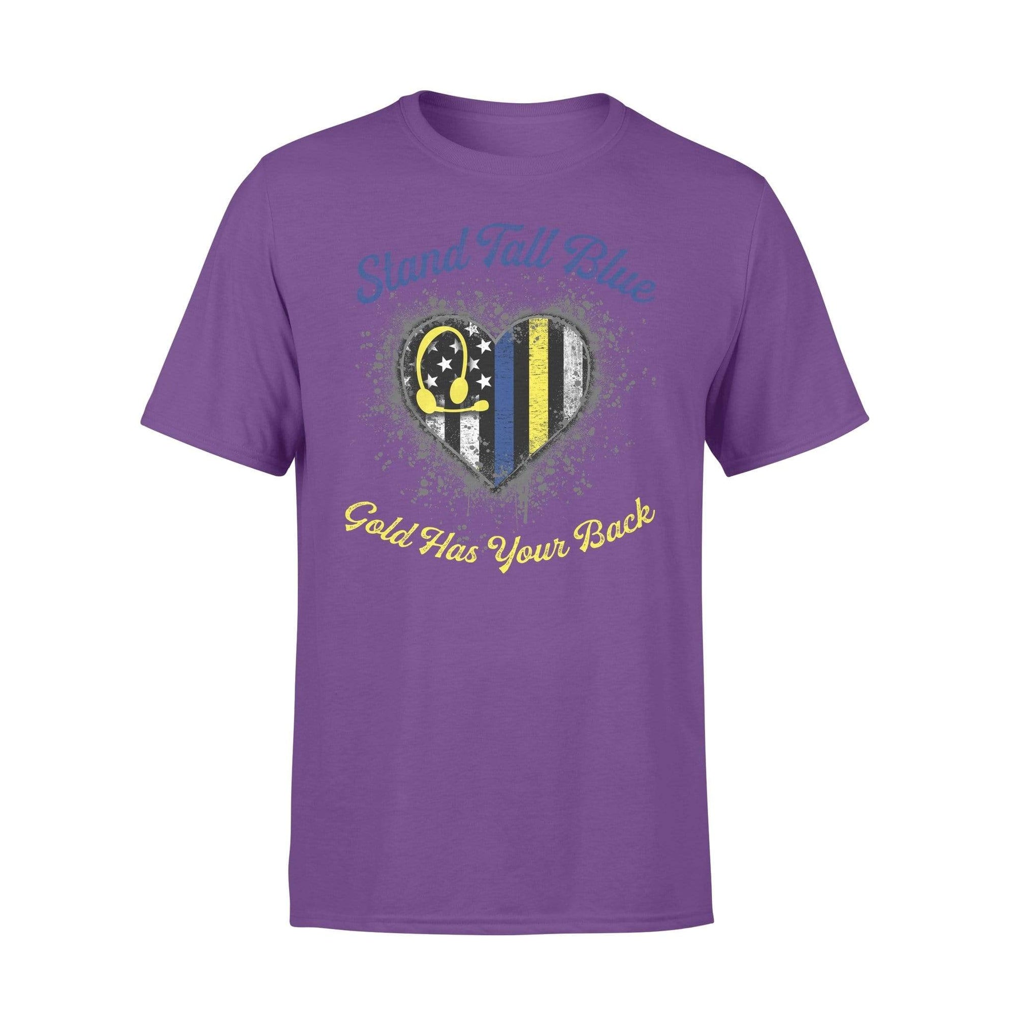 Thin Blue Line - Stand Tall Blue Gold Has Your Back Color Drop Heart Shirt