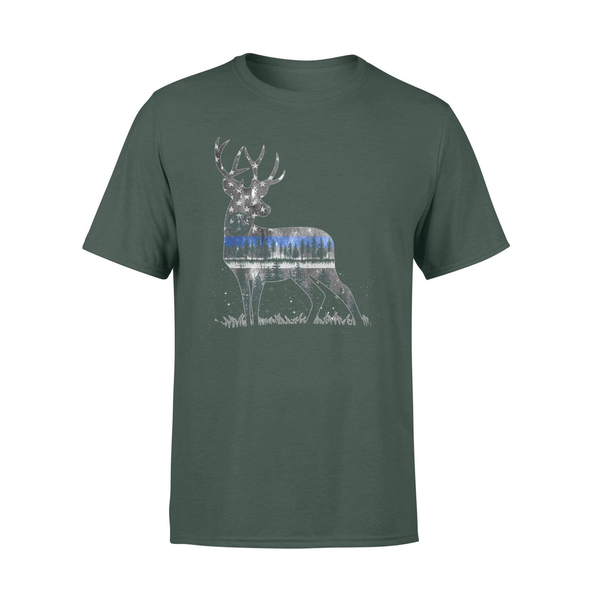 Thin Blue Line Night Sky Deer Shirt