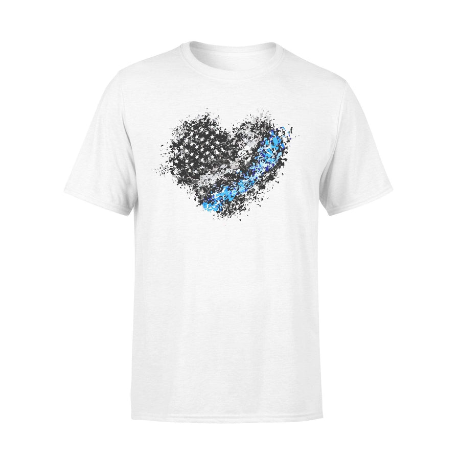 Water Splash Thin Blue Line Heart Shirt
