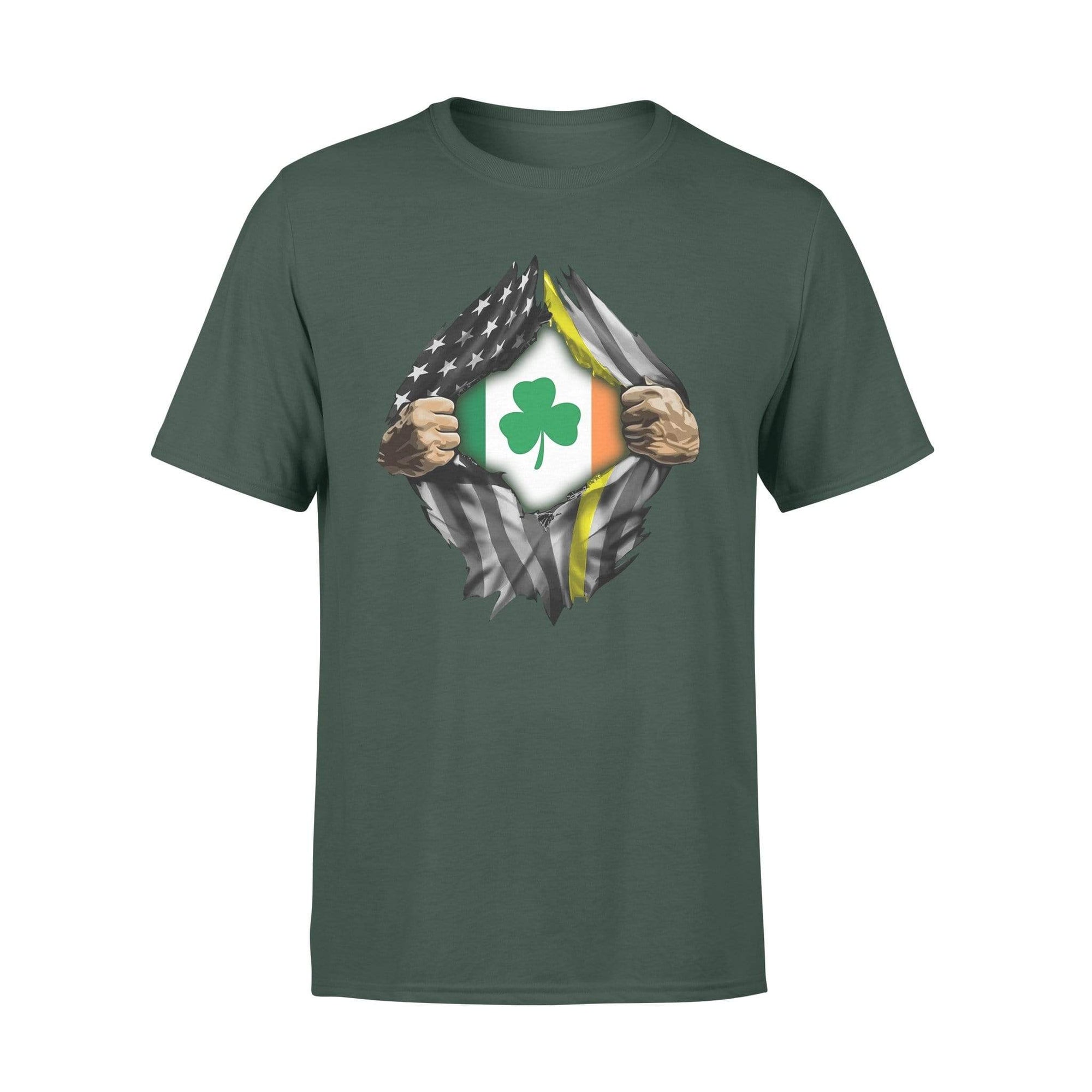 TGL - St Patrick Day Tearing Thin Gold Line Flag Dispatcher Irish Flag Inside Shirt