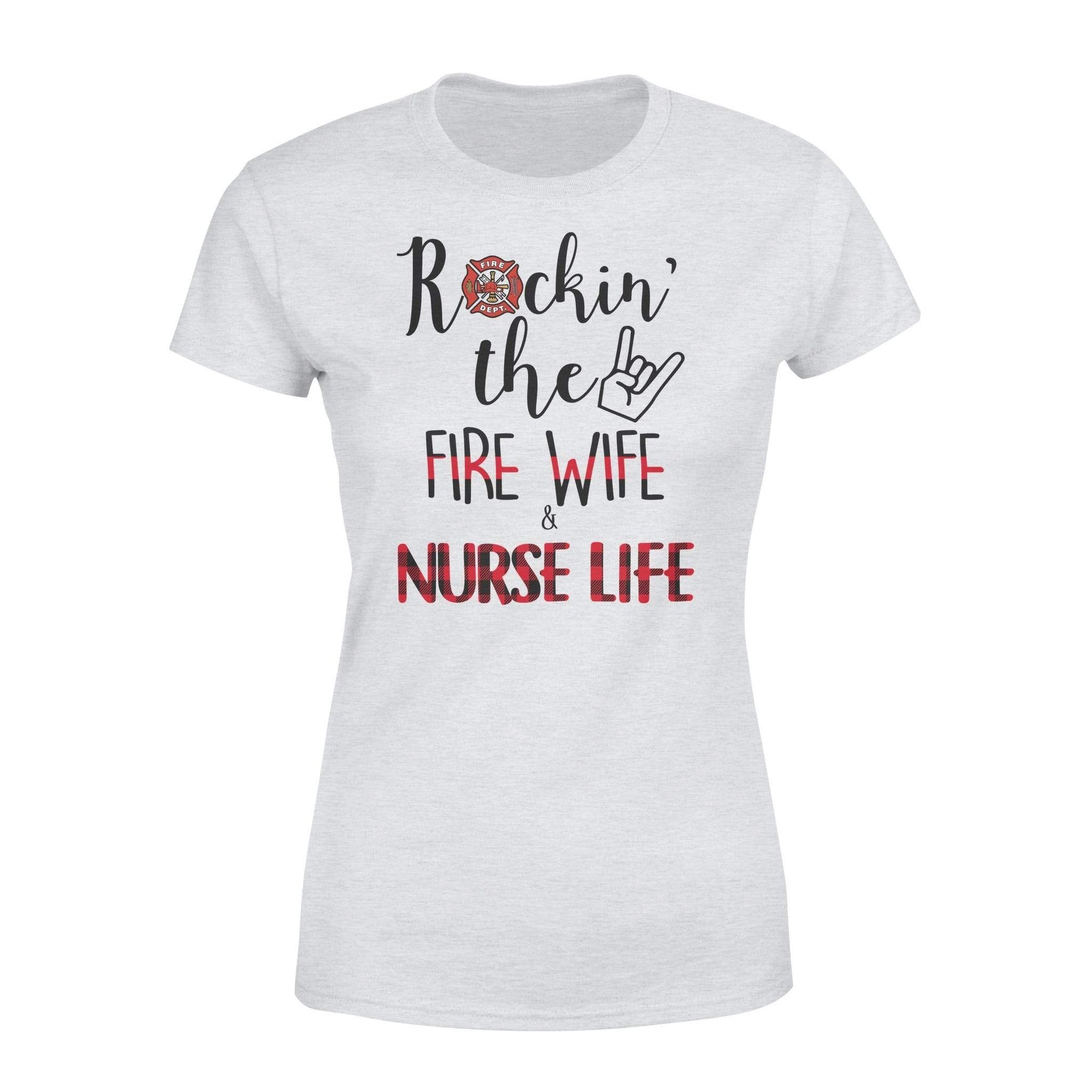 TRL - Rockin Fire Wife Nurse Life Checkered Pattern Shirt - Standard Women’s T-shirt