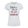 TRL - Rockin Fire Wife Teacher Life Checkered Pattern Shirt - Standard Women’s T-shirt