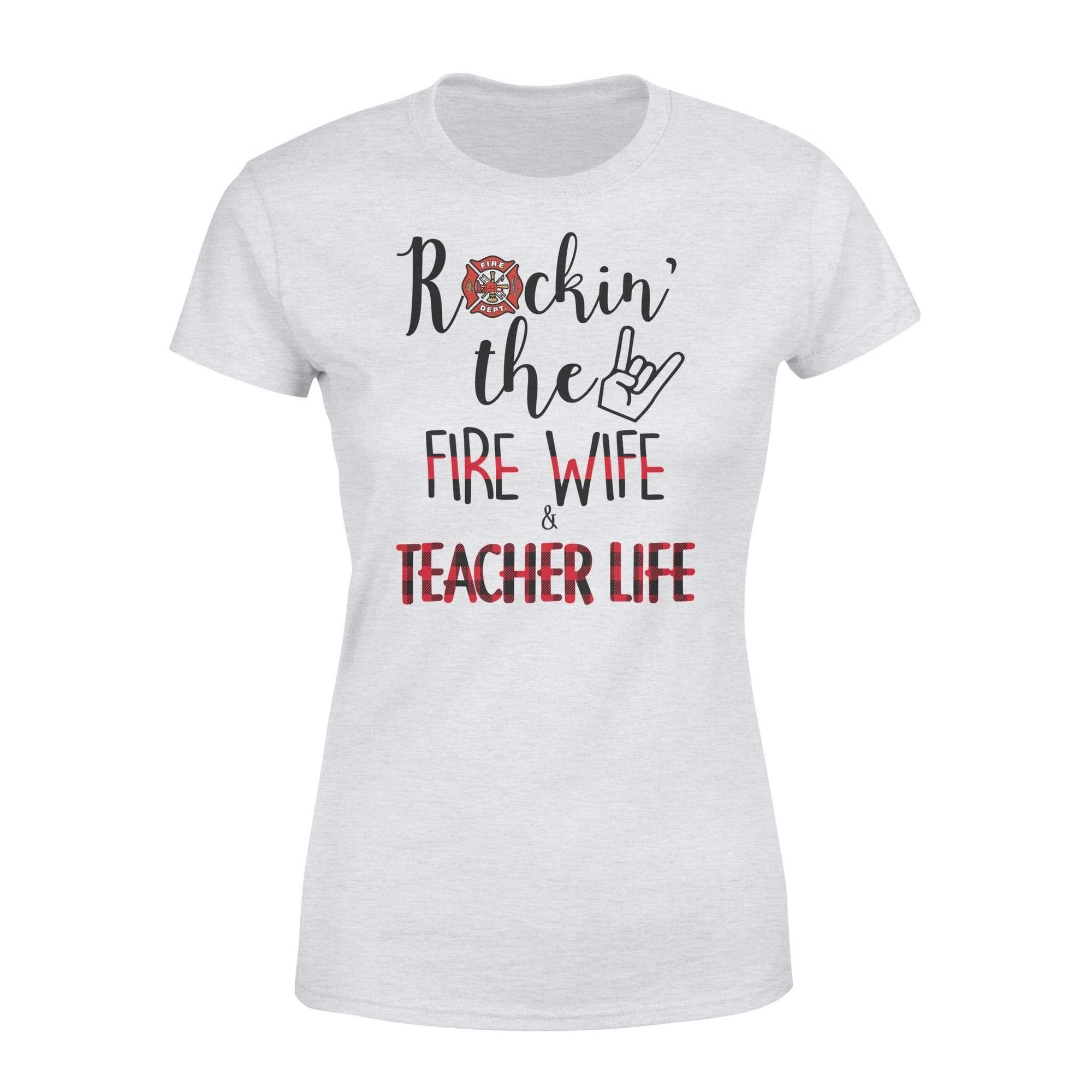 TRL - Rockin Fire Wife Teacher Life Checkered Pattern Shirt - Standard Women’s T-shirt