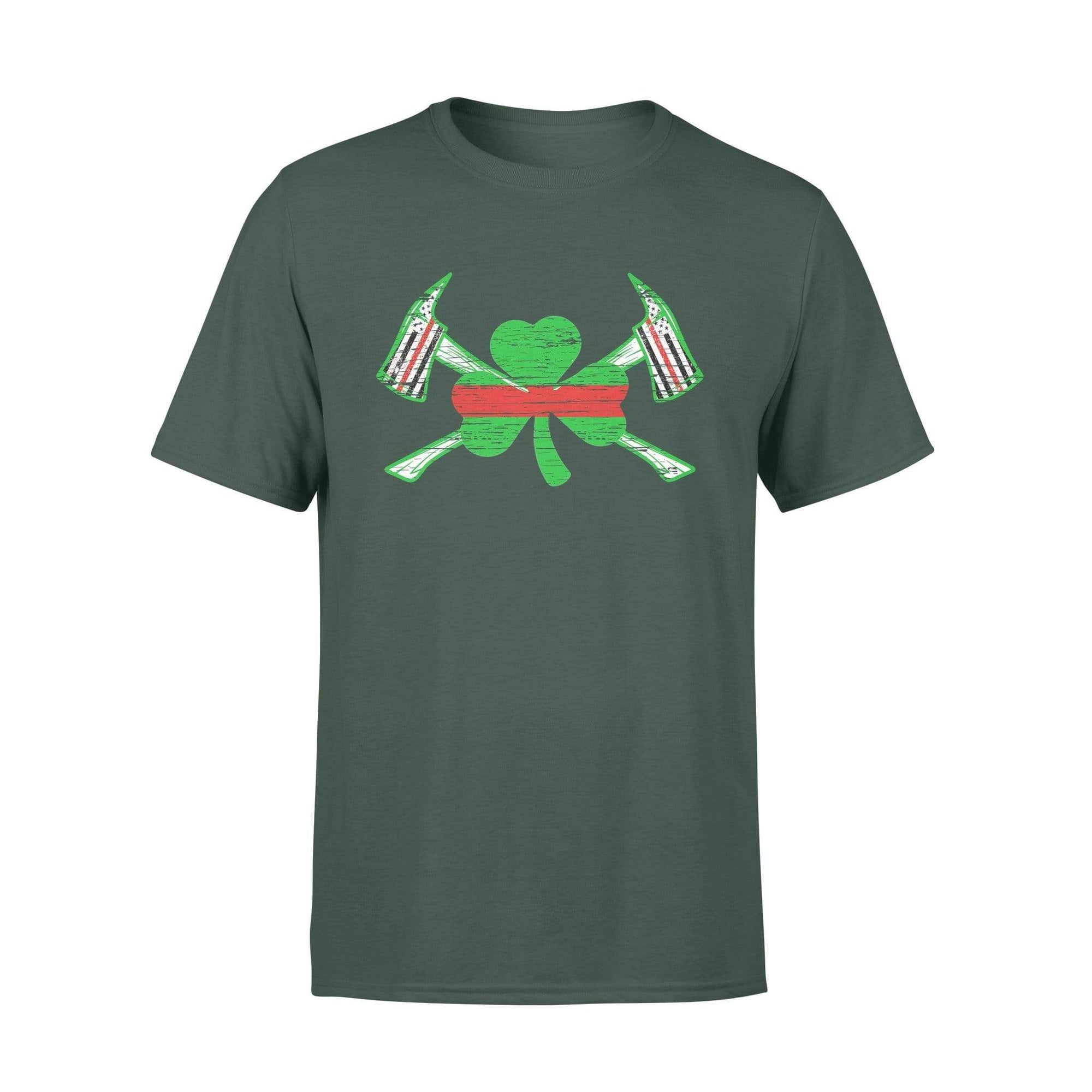 TRL - St Patrick Day Shamrock Firefighter Axe Flag Shirt