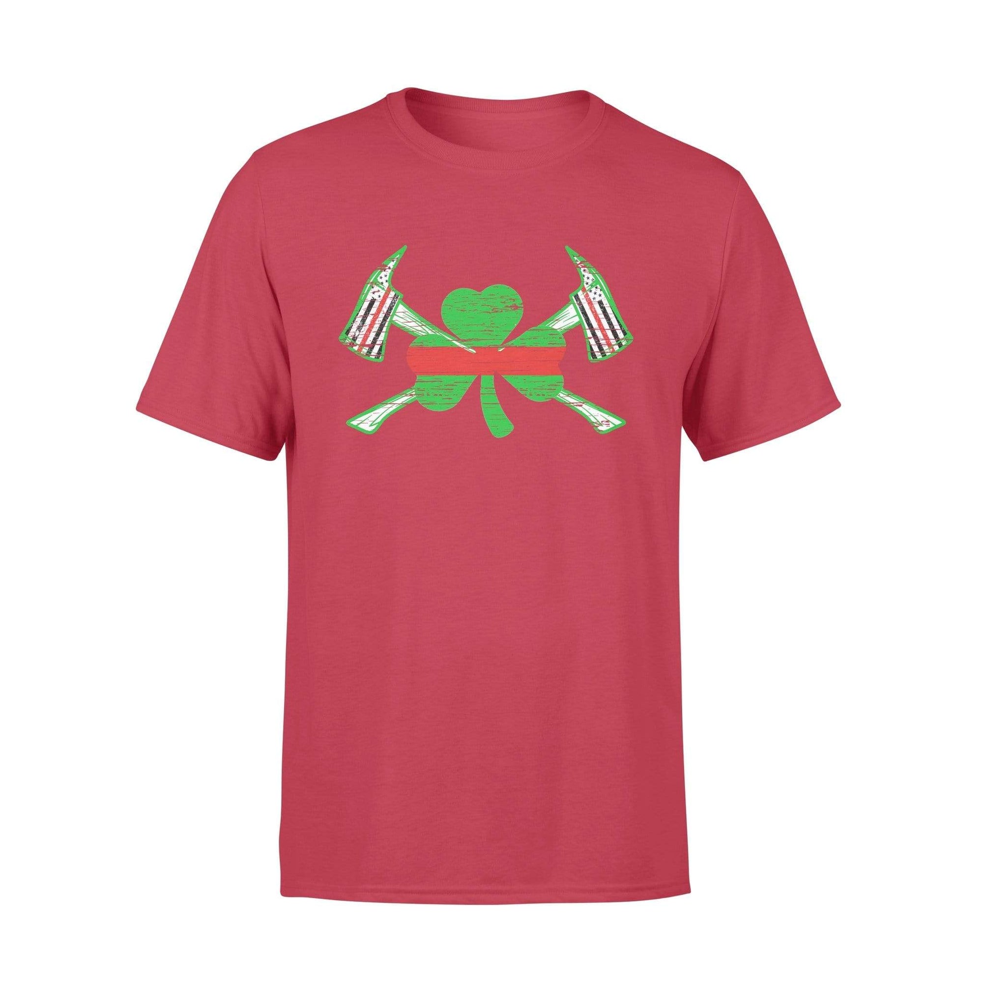 TRL - St Patrick Day Shamrock Firefighter Axe Flag Shirt