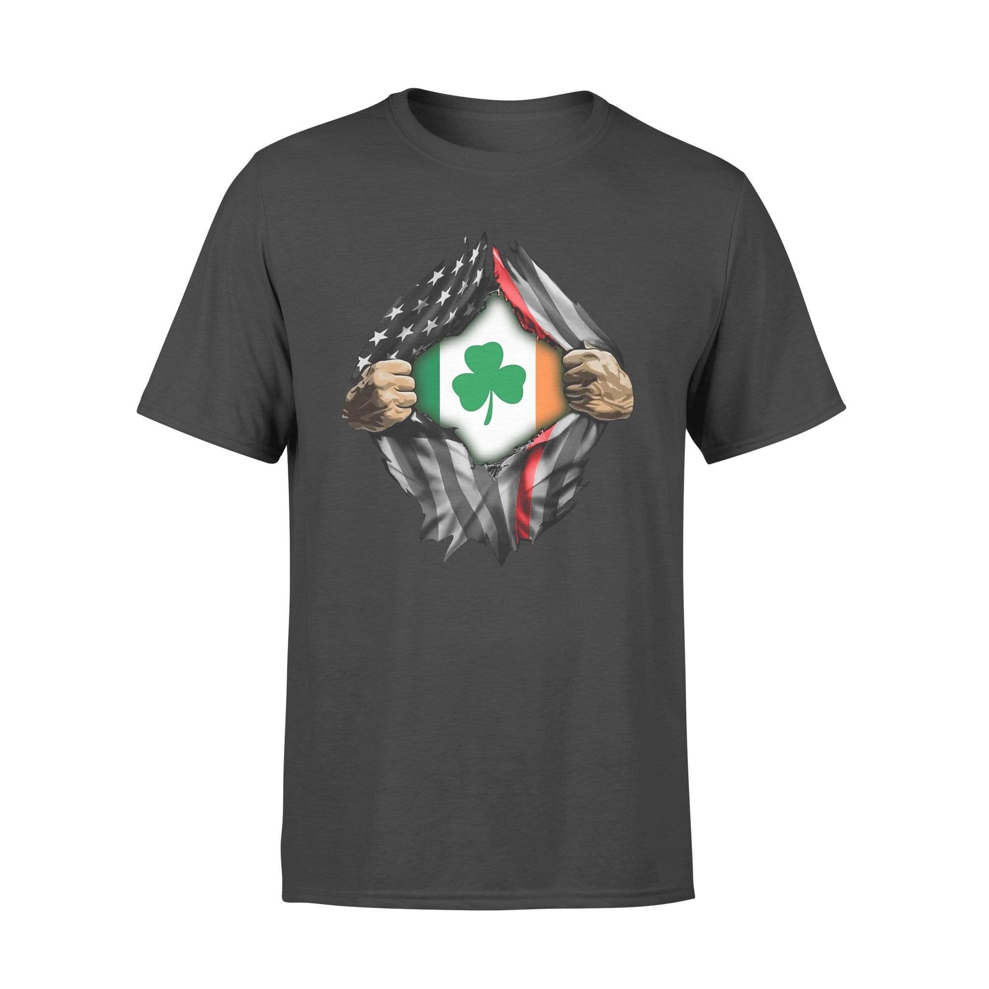 TRL - St Patrick Day Tearing Thin Red Line Flag Irish Flag Inside Shirt