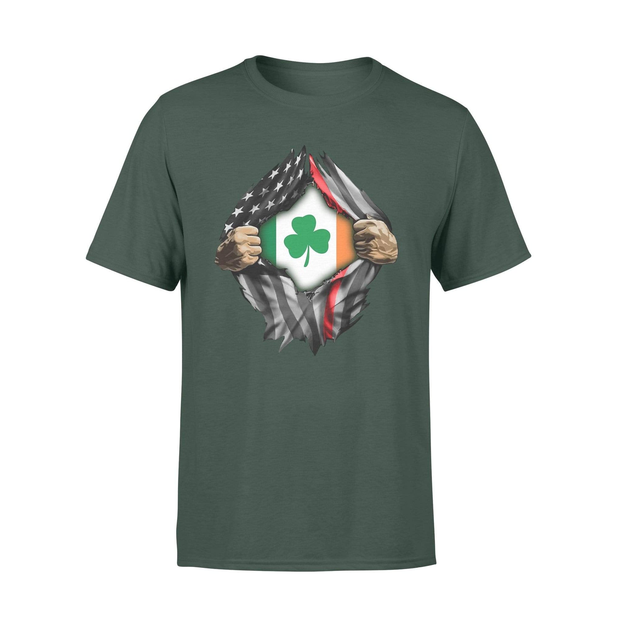 TRL - St Patrick Day Tearing Thin Red Line Flag Irish Flag Inside Shirt