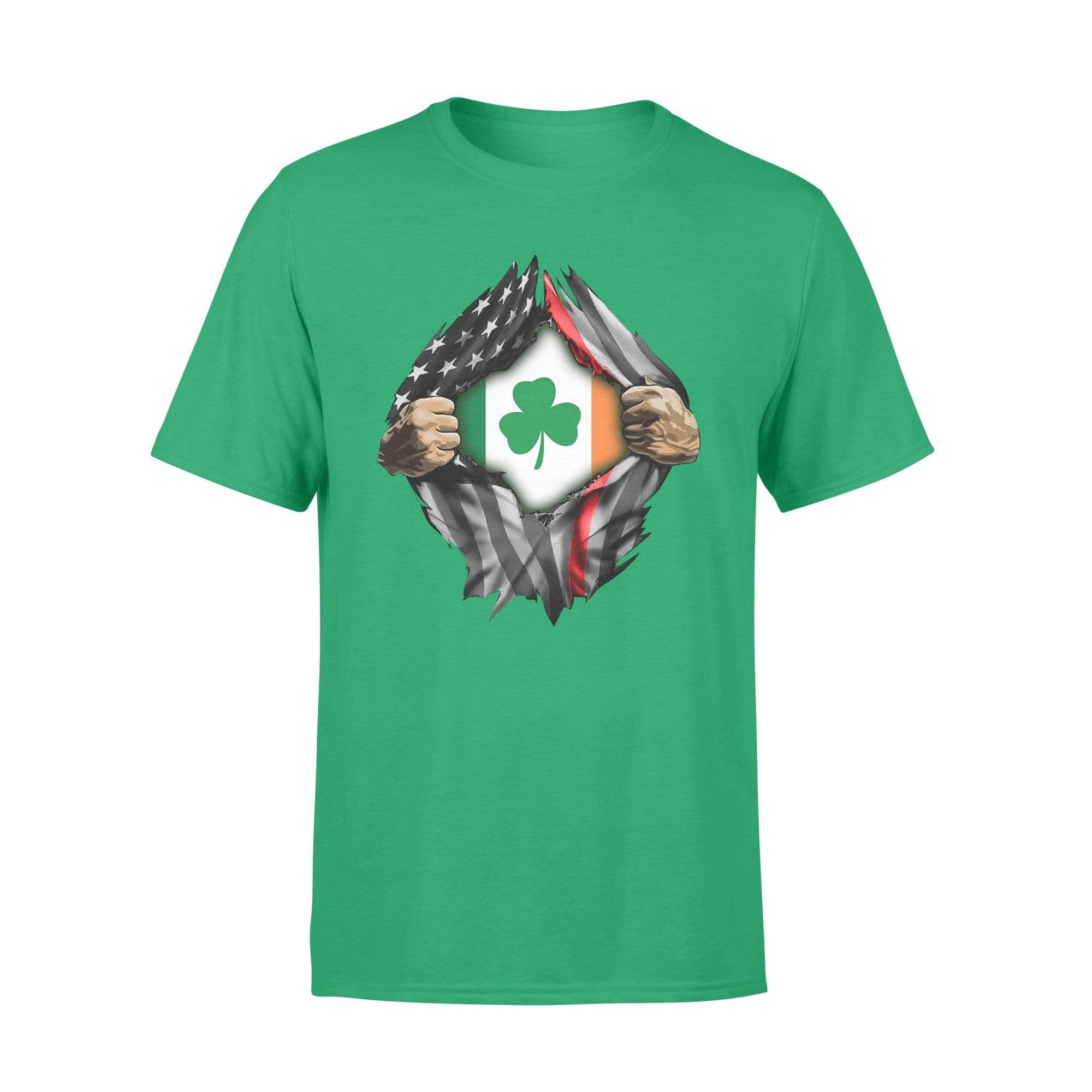 TRL - St Patrick Day Tearing Thin Red Line Flag Irish Flag Inside Shirt