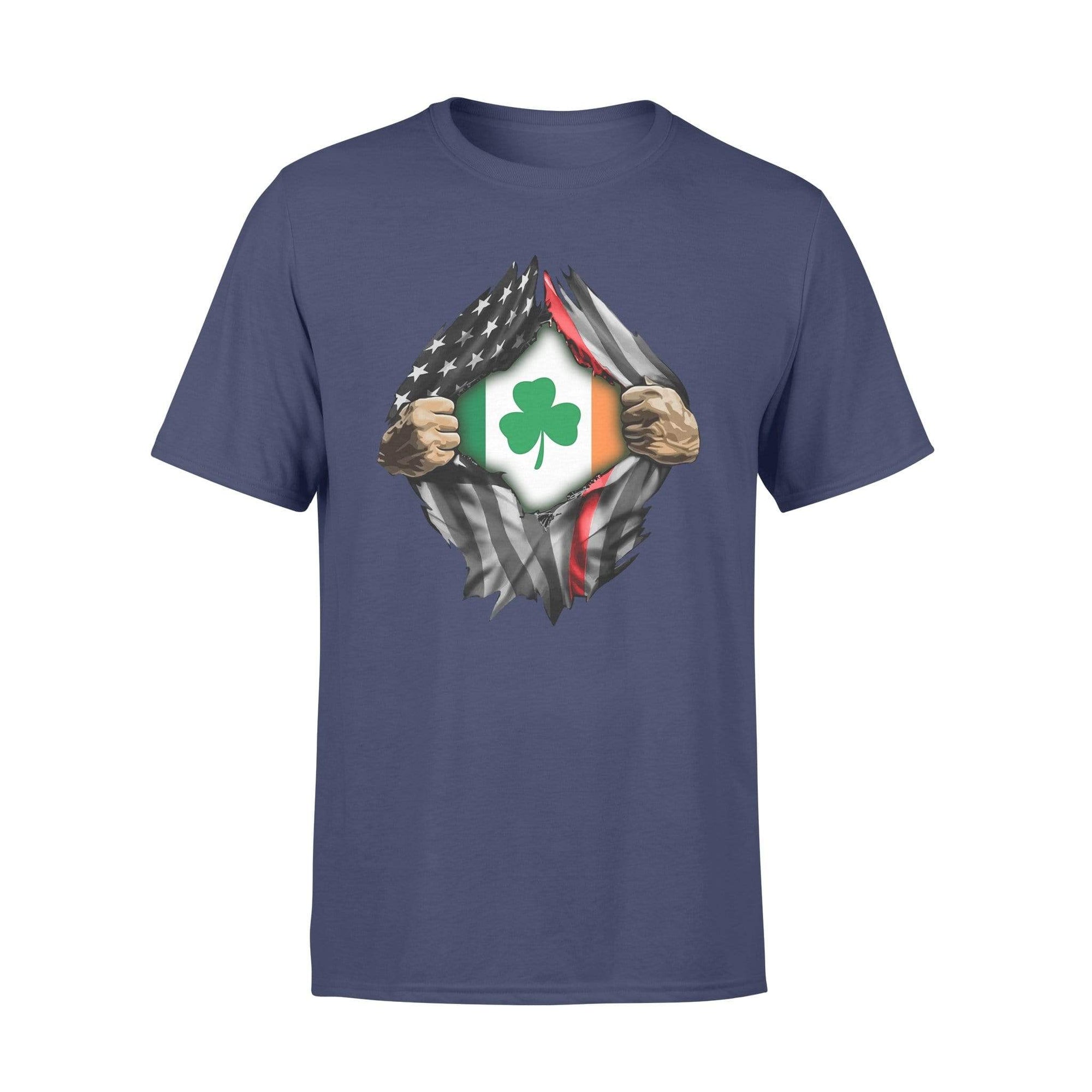 TRL - St Patrick Day Tearing Thin Red Line Flag Irish Flag Inside Shirt