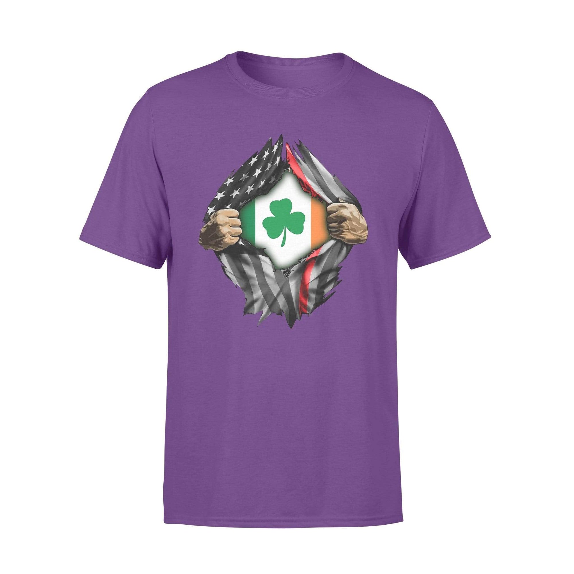 TRL - St Patrick Day Tearing Thin Red Line Flag Irish Flag Inside Shirt