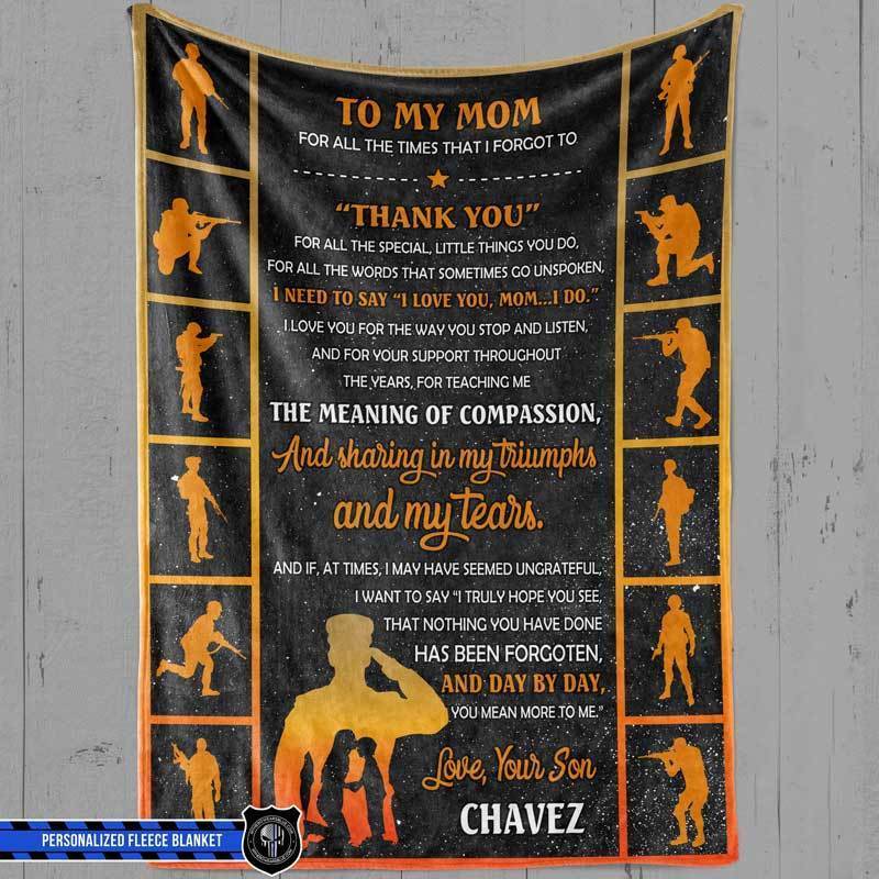 Army - To My Mom Personalized Fleece Blanket