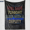 Fleece Blanket 30" x 40" Feel Safe Sleep With A Cop - Vintage Style - Fleece Blanket - Deputy