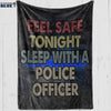 Fleece Blanket 30" x 40" Feel Safe Sleep With A Cop - Vintage Style - Fleece Blanket - Police Officer