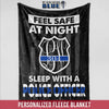 Fleece Blanket 30" x 40" Feel Safe Sleep With A Police Officer - Monogram Letters - Fleece Blanket
