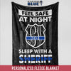 Fleece Blanket 30" x 40" Feel Safe Sleep With A Sheriff - Monogram Letters - Fleece Blanket