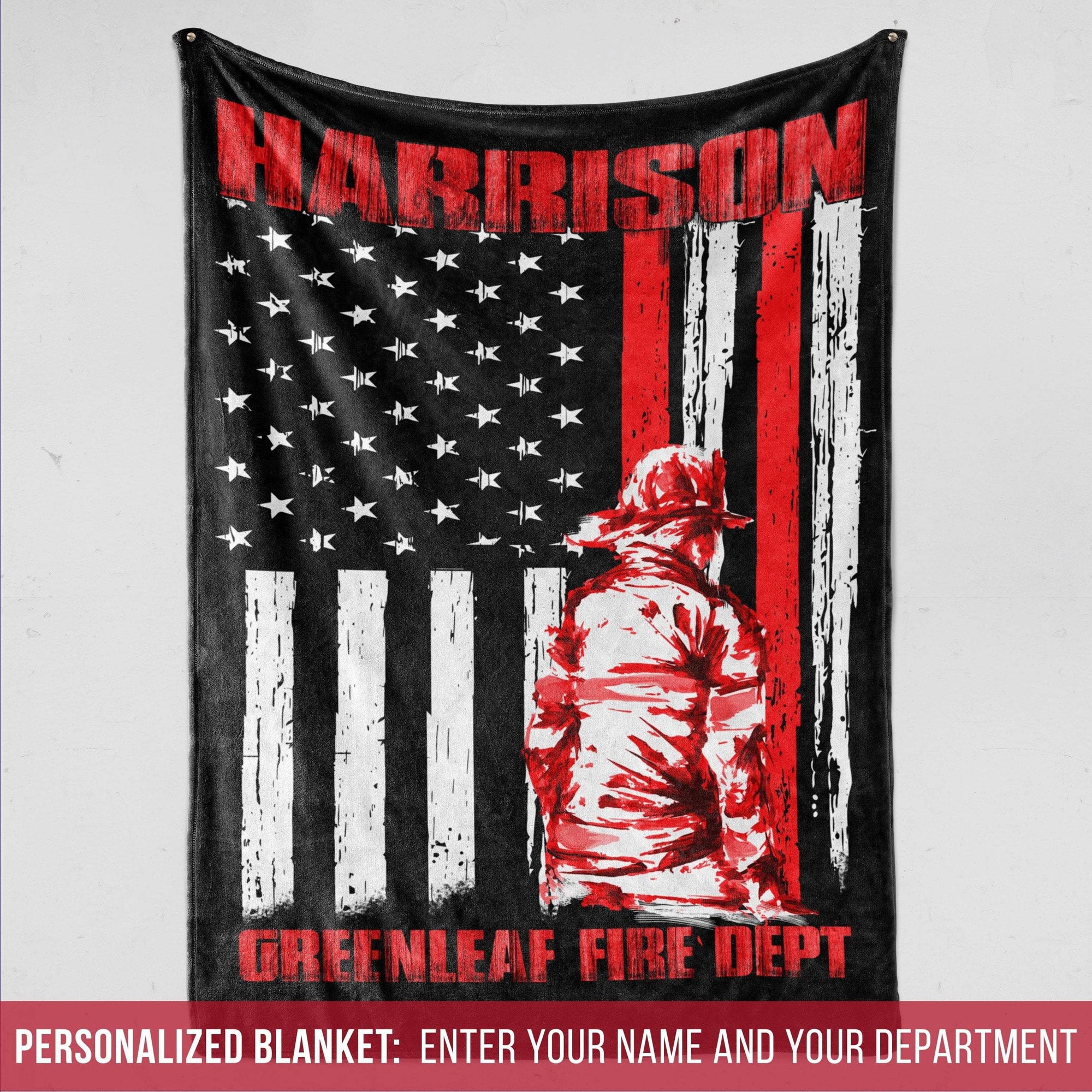 Fleece Blanket 30" x 40" Fireman Inside Nation Flag - Personalized Fleece Blanket