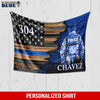 Fleece Blanket 30" x 40" Half Flag - Police Officer Suit - Personalized Fleece Blanket