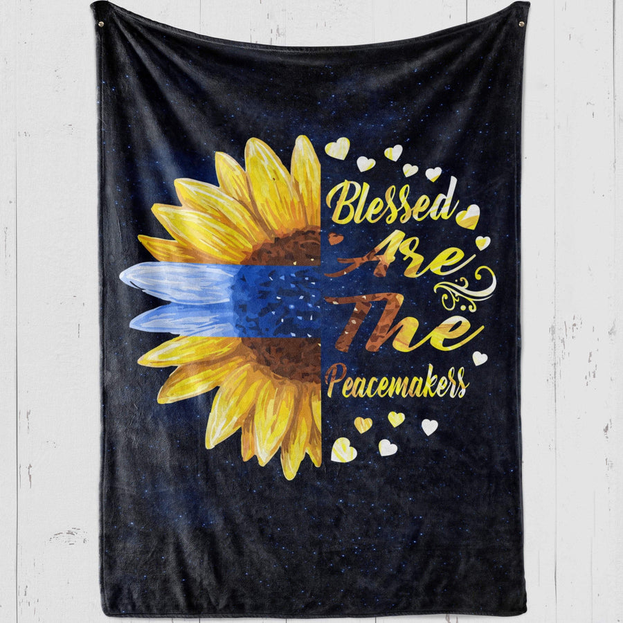 Fleece Blanket 30" x 40" Half Sunflower - Blessed Are The Peacemakers Fleece Blanket