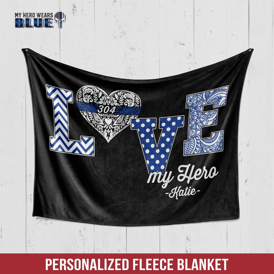 Fleece Blanket 30" x 40" Love Myhero - Personalized Fleece Blanket