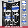 Fleece Blanket 30" x 40" Personalize Fleece Blanket - Stacked Love - Teacher x Police