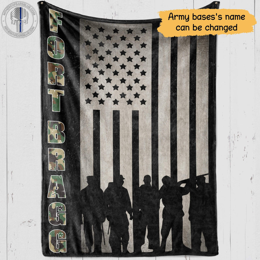 Fleece Blanket 60" x 80" - BEST SELLER Personalized Fleece Blanket - Army - Army Flag Army Bases Fleece Blanket