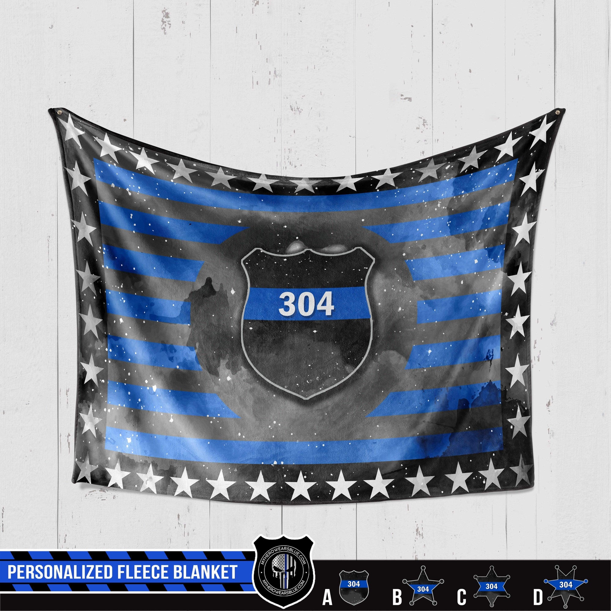 Fleece Blanket 60" x 80" - BEST SELLER Personalized Fleece Blanket - Galaxy Nation Flag Pattern - Police