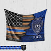 Fleece Blanket 60" x 80" - BEST SELLER Personalized Fleece Blanket - Half Flag - Police Badge