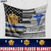 Fleece Blanket 30" x 40" Personalized Fleece Blanket - Half Flag - Sheriff x Nurse