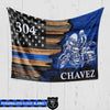 Fleece Blanket 60" x 80" - BEST SELLER Personalized Fleece Blanket - Half Thin Blue Line Flag - Motorcycle Officer
