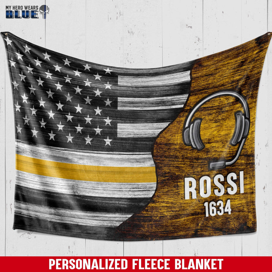 Fleece Blanket 30" x 40" Personalized Fleece Blanket - Half Thin Gold Line - Dispatchers