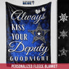 Fleece Blanket 30" x 40" Personalized Fleece Blanket - Kiss Goodnight - Deputy