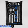 Fleece Blanket 60" x 80" - BEST SELLER Personalized Fleece Blanket - Nurse - Back The Blue - Nurse Flag