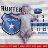 Fleece Blanket 30" x 40" Personalized Fleece Blanket - Police Baby Milestones