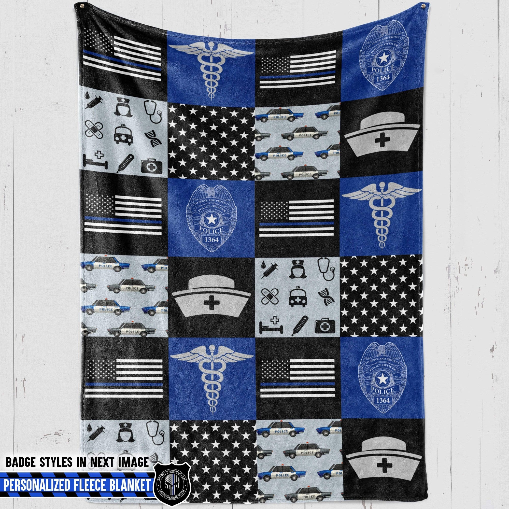 Fleece Blanket 60" x 80" - BEST SELLER Personalized Fleece Blanket - Police x Nurse Things