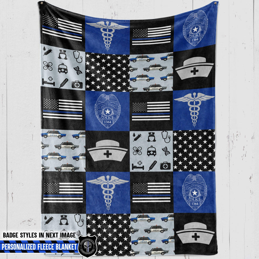 Fleece Blanket 60" x 80" - BEST SELLER Personalized Fleece Blanket - Police x Nurse Things