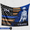 Fleece Blanket 60" x 80" - BEST SELLER Personalized Fleece Blanket - TBL - Half Flag - Female Police Suit