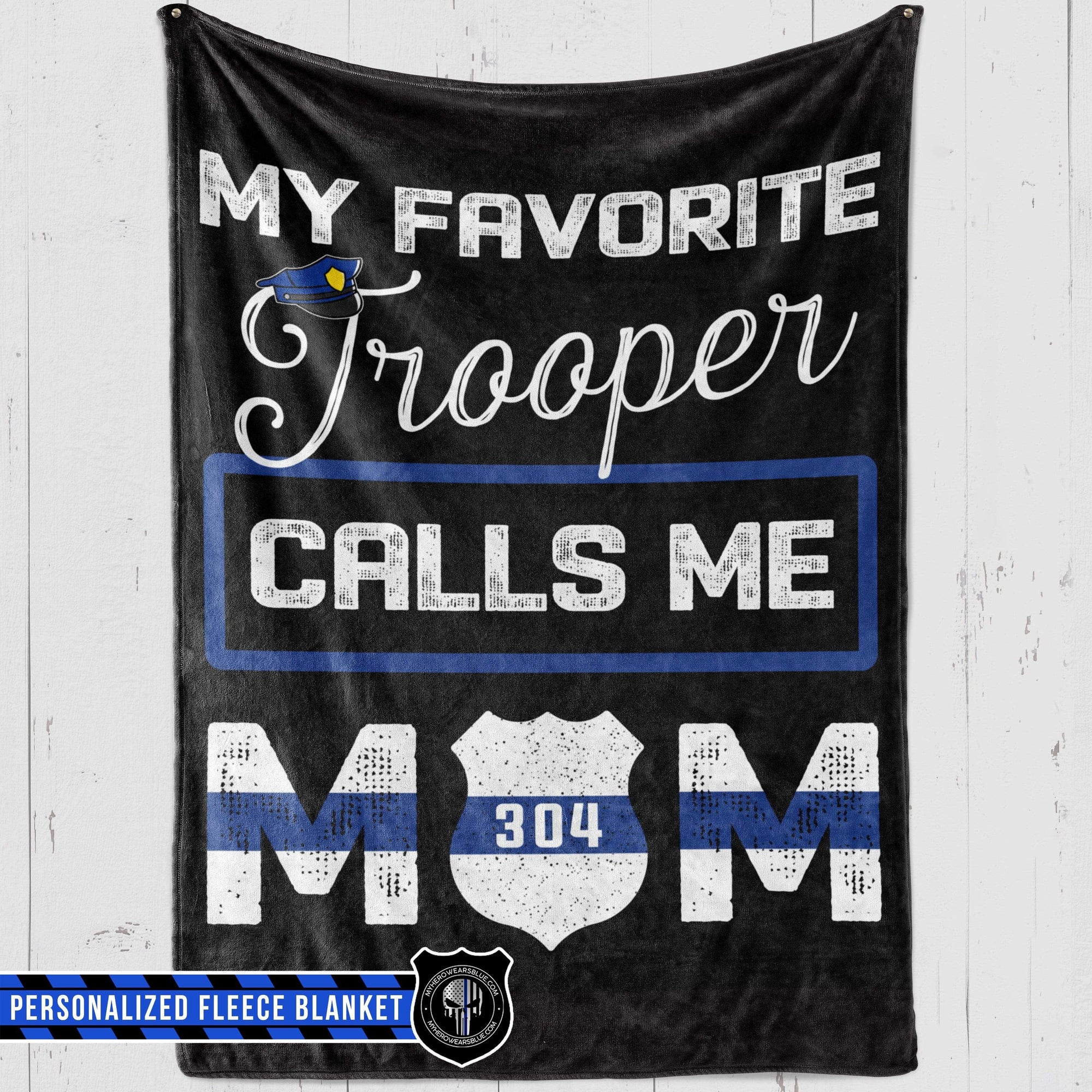 Fleece Blanket 60" x 80" - BEST SELLER Personalized Fleece Blanket - TBL - My Favorite Trooper Calls Me Mom