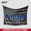 Fleece Blanket 30" x 40" Personalized Fleece Blanket - Thin Blue Line Flag - Name and Number