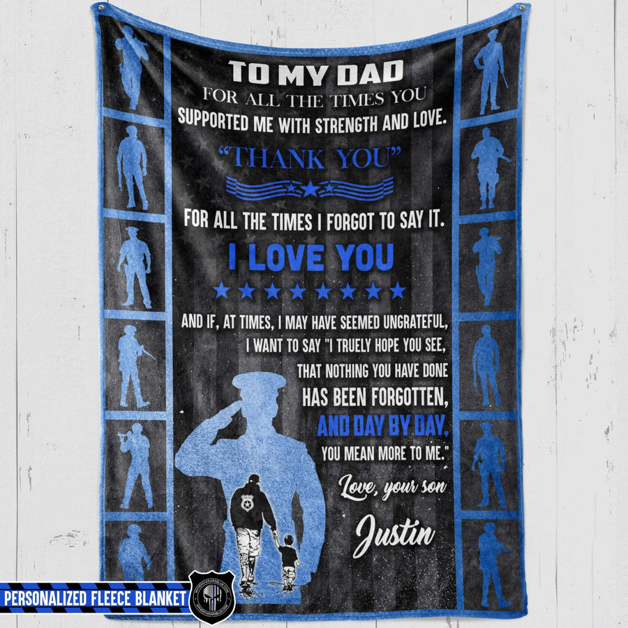 Fleece Blanket 60" x 80" - BEST SELLER Personalized Fleece Blanket - To My Dad - Police