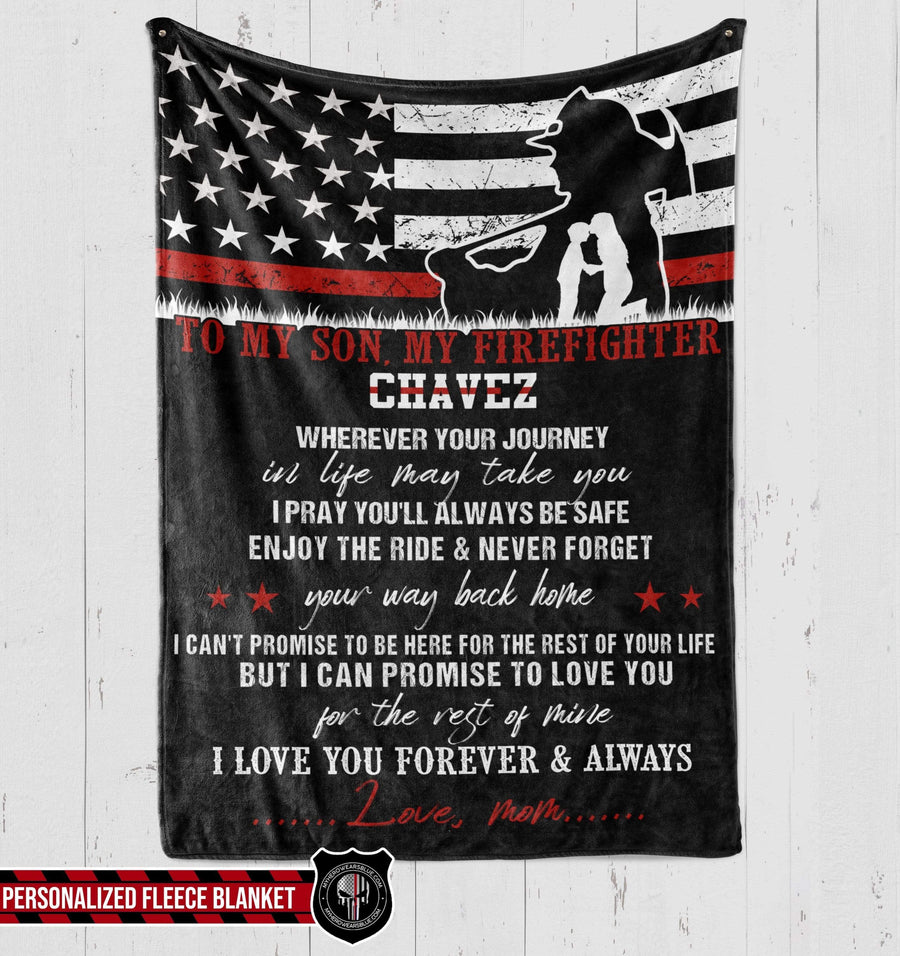 Fleece Blanket 60" x 80" - BEST SELLER Personalized Fleece Blanket - To My Son - My Firefighter