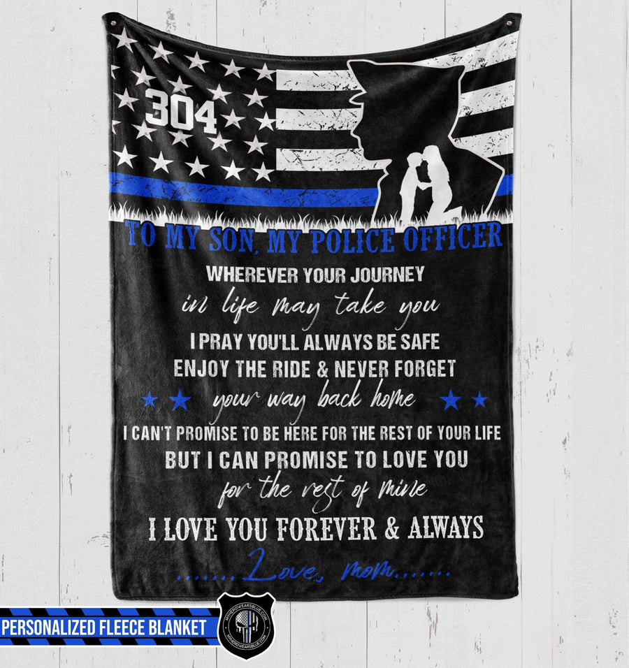 Fleece Blanket 60" x 80" - BEST SELLER Personalized Fleece Blanket - To My Son - My Police Offficer