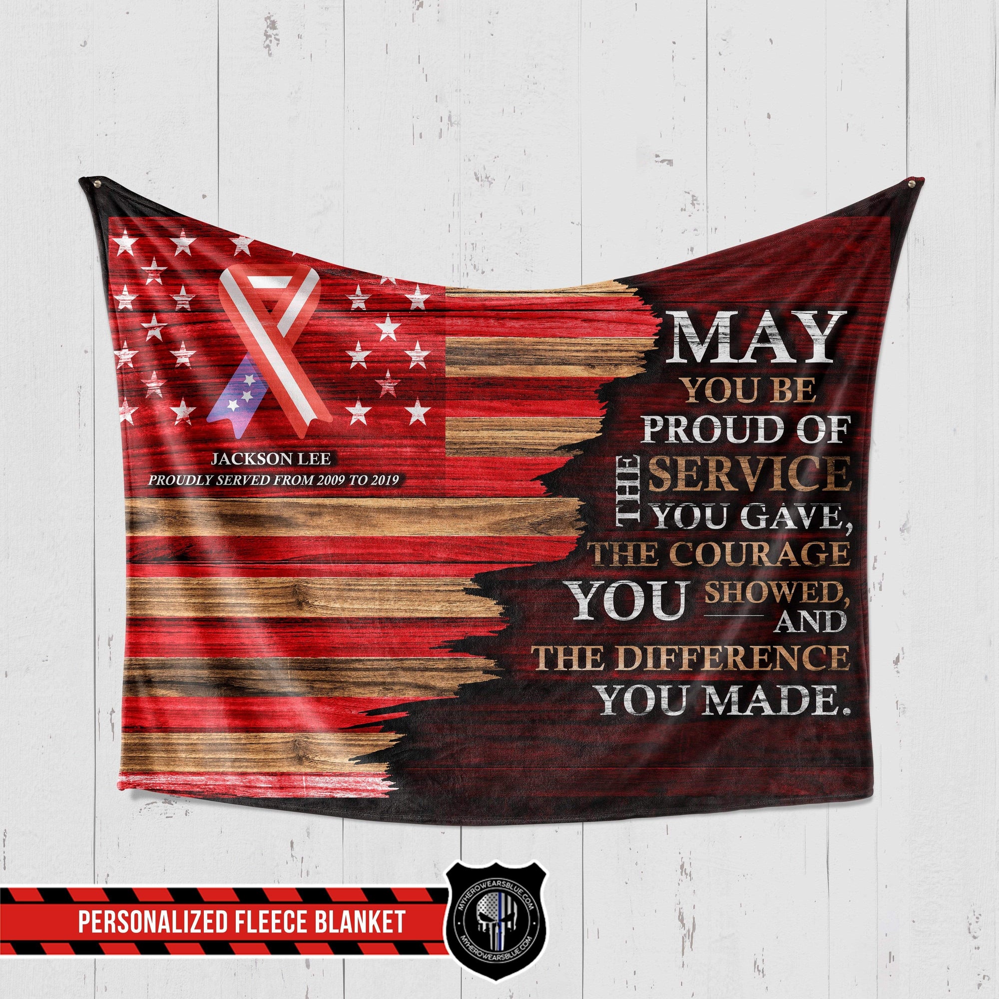 Fleece Blanket 60" x 80" - BEST SELLER Personalized Fleece Blanket - Veteran - Veteran Flag Vintage