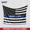 Fleece Blanket 30" x 40" Personalized - Thin Blue Line - Name - Fleece Blanket