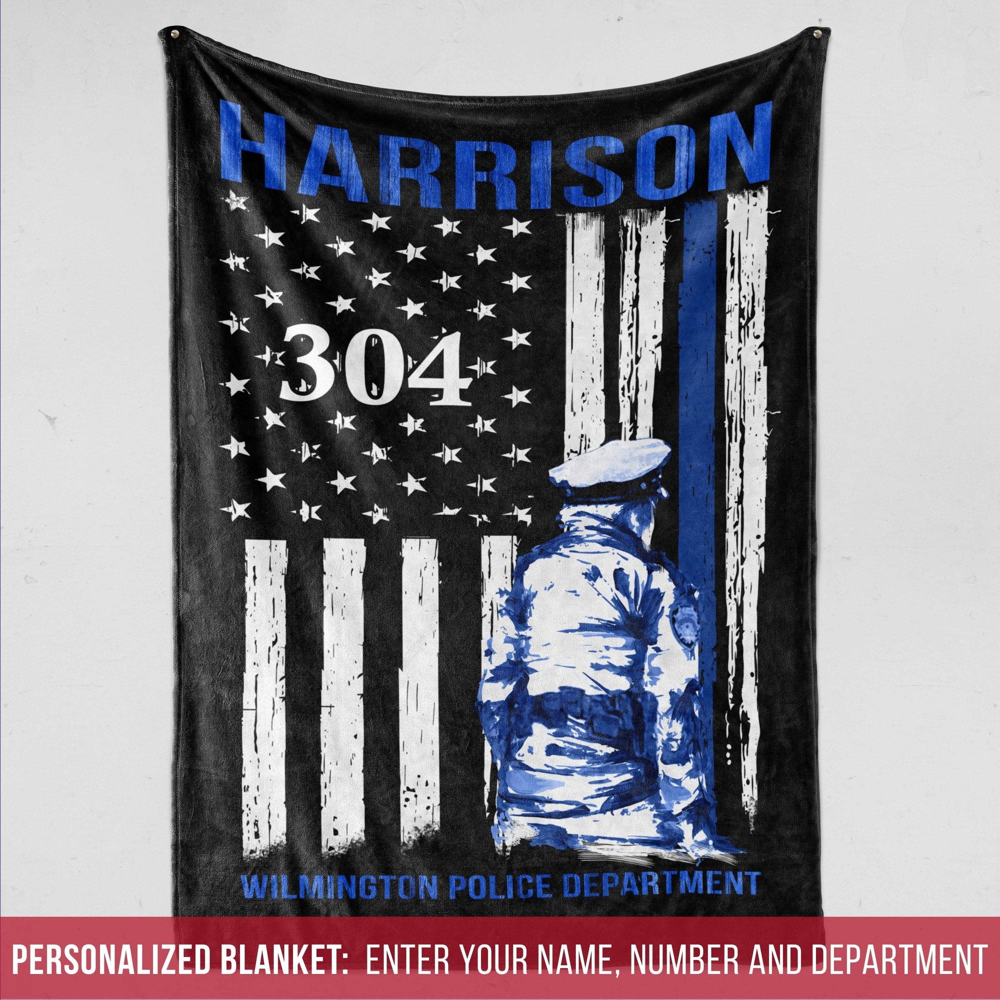 Police Department Personalized Fleece Blanket - My Hero Wears Blue