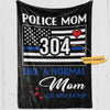 Police Mom With Backup Personalized Fleece Blanket