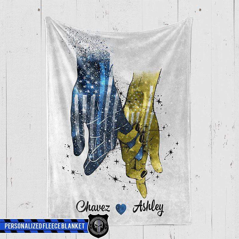 Thin Blue Line - Always By Your Side Police And Dispatcher Couple Personalized Fleece Blanket
