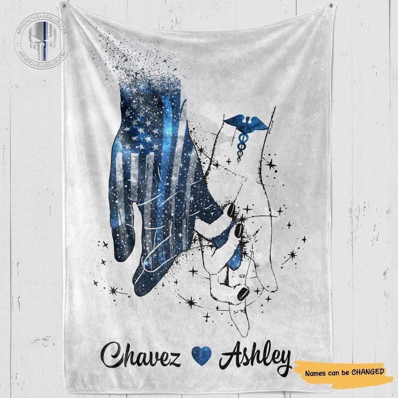 Thin Blue Line - Always By Your Side Police And Nurse Couple Personalized Fleece Blanket