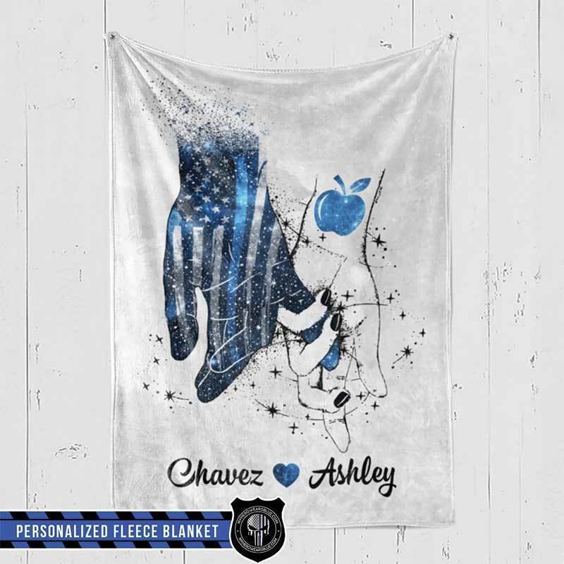 Thin Blue Line - Always By Your Side Police And Teacher Couple Personalized Fleece Blanket