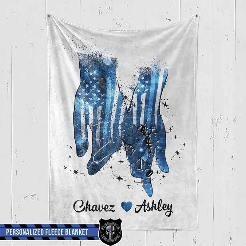 Thin Blue Line - Always By Your Side Police Couple Personalized Fleece Blanket